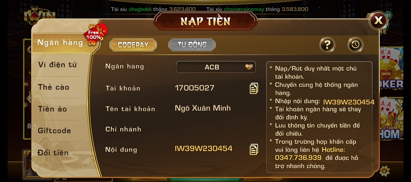 Lỗi giao dịch từ phía ngân hàng hoặc cổng game